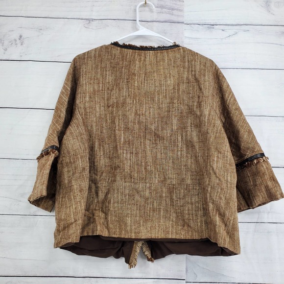 Lafayette 148 New York Medium Fringe Front Clip Linen Blend Blazer Jacket - Picture 2 of 5